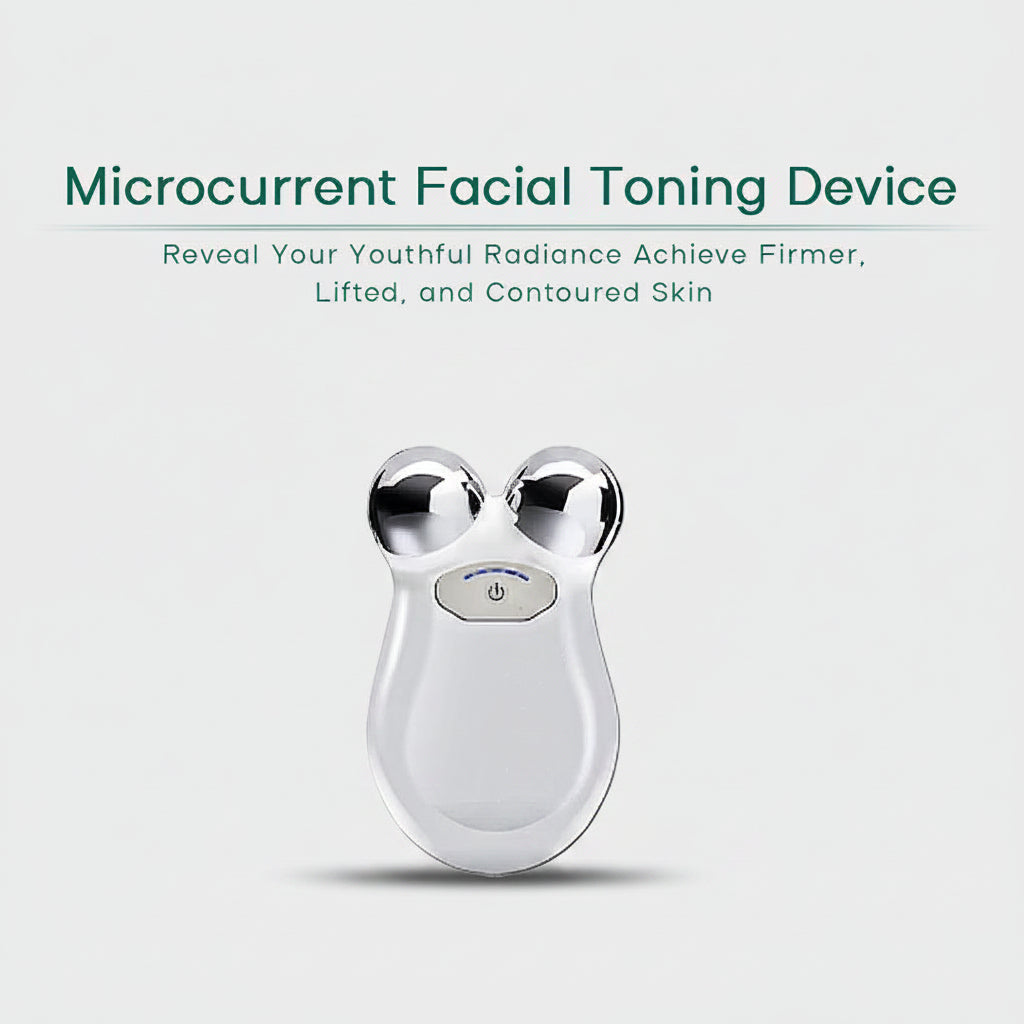 White microcurrent facial toning device product overview