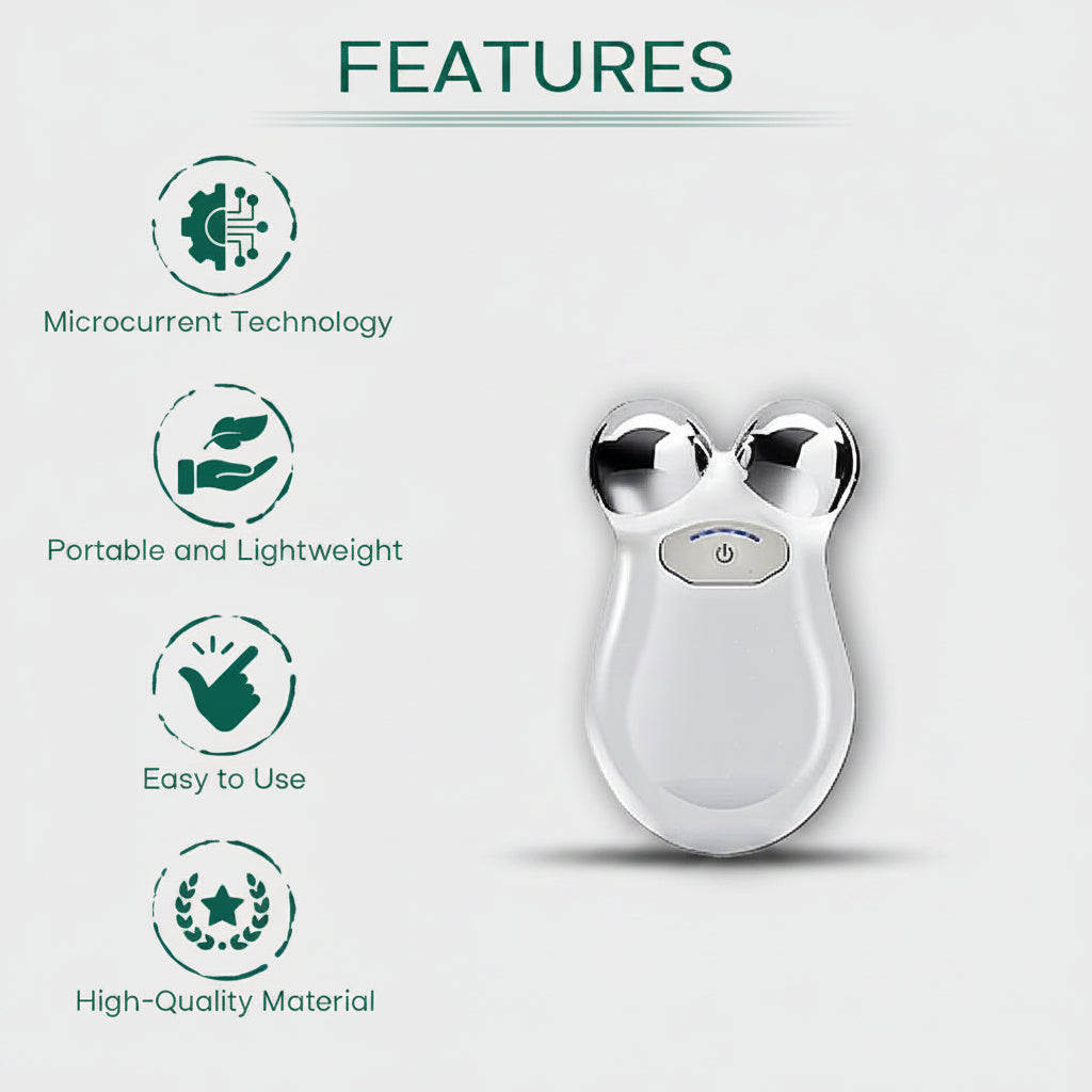Features of the white microcurrent facial toning massager