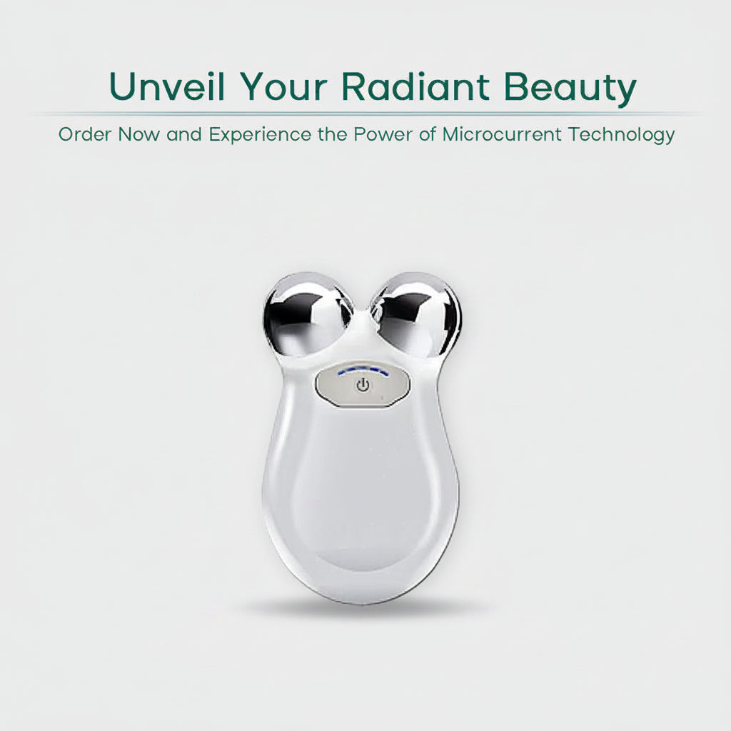 White microcurrent facial massager for an at-home skincare routine
