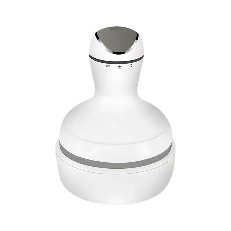 White cordless scalp massager side view