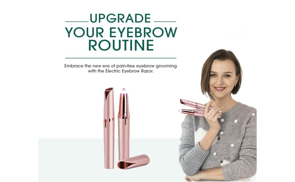 Woman holding a rechargeable eyebrow hair remover