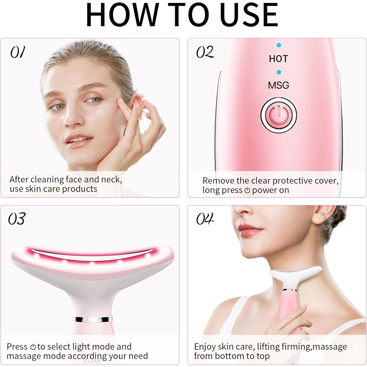 How to use the pink neck and face massager